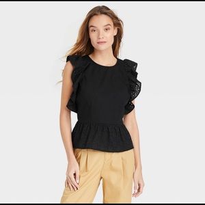 Black Eyelet Sleeveless Top